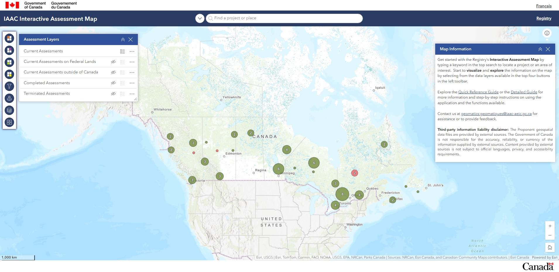 A screen capture of the interactive Registry mapping tool.